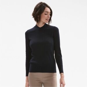 M.M. Lafleur The Zora Knit Top Mock Neck in Navy Medium Womens Pullover Sweater